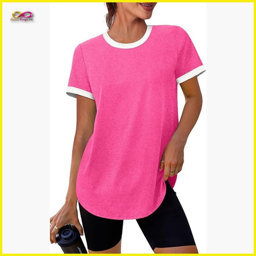 Loose Fit Active Tee Moisture Wicking Sun Protection UPF 50+ Sporty Chic